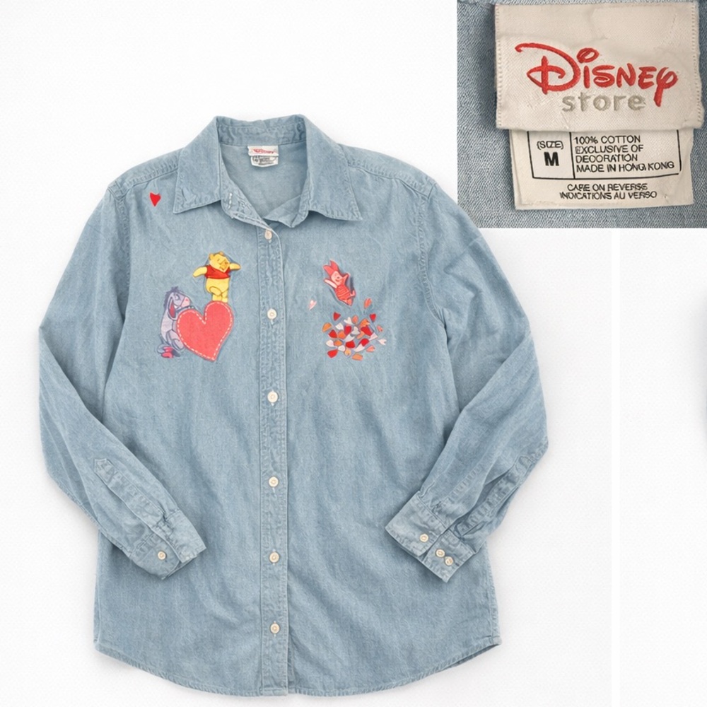 ✨Disney Store Winnie the Pooh Embroidered Chambray Button-Up Shirt | Size M✨